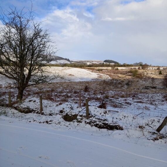 Snowy view from Mid Wales Lodges